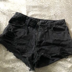 Black jean shorts